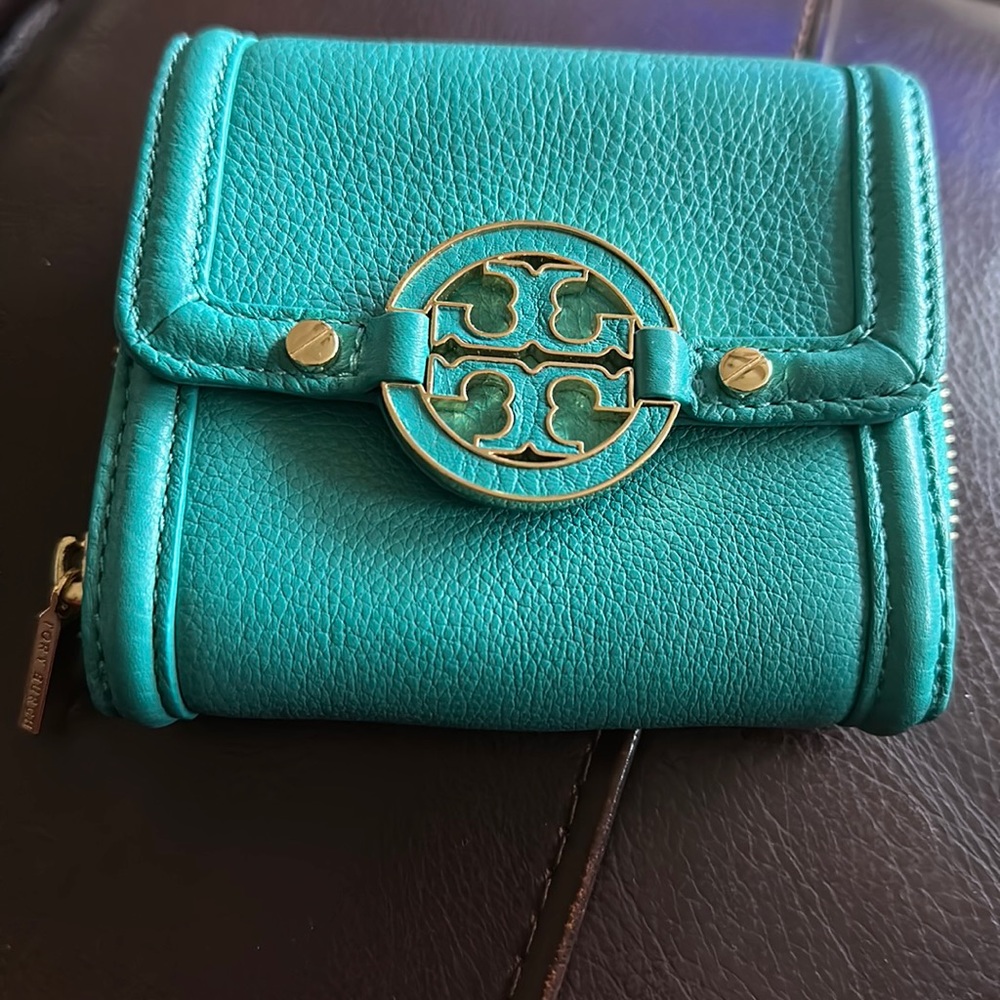 Tory Burch Small green mint turquoise wallet- NEW without tags